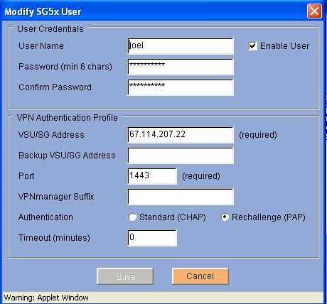 Step 4a: Highlight the ip-phone-user and then Click the Modify tab 1. Enter the user name that is configured on the central site Security Gateway 2. Enter the user password 3.