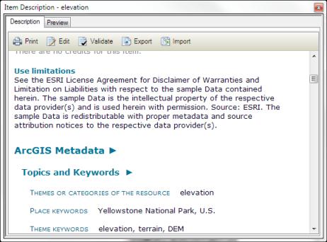 ArcGIS offers several different metadata styles.
