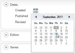 In the calendar, you can scroll through the months using the arrows or click the month and year at the top to pick from a list.