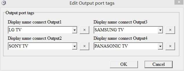Edit Input port tags After action of 2, edit form will pop-up as below: Define tags for respective Input port, then devices connect the Input ports can be easily remembered.