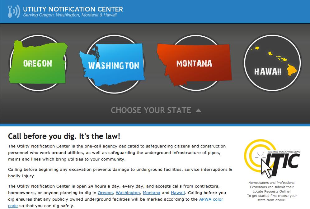 callbeforeyoudig.org). On the next page, click Contractors button.