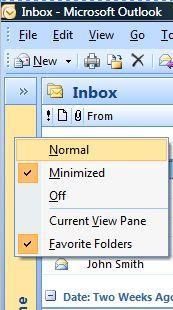 THE NAVIGATION PANE The Navigation Pane appears in all views by default. It is often the focal point of Outlook as it is where you can access each of the features, such as Mail, Calendar, etc.