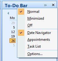 The To-Do Bar consolidates in one view all your priorities so that you can easily manage and track them. Try This Yourself: Before starting this exercise ensure that Outlook 2007 has started.