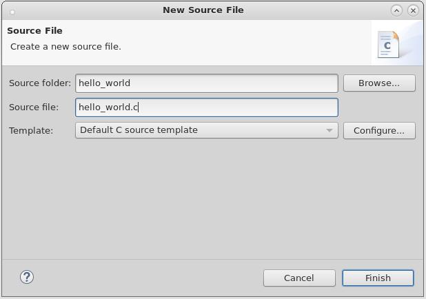 project folder, choose new and select source file.