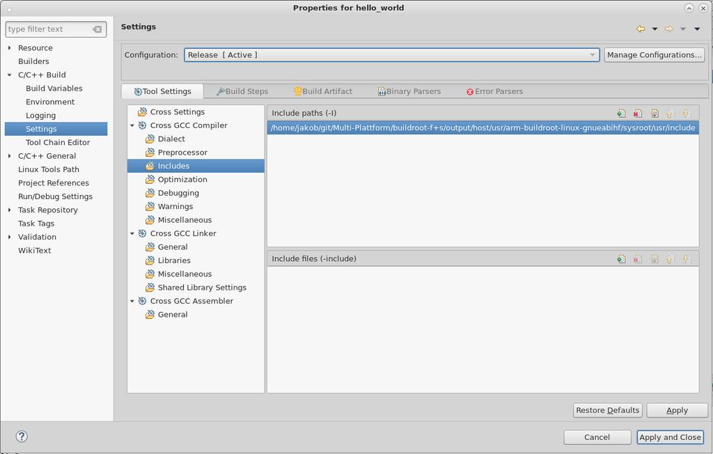 Setup Application settings Switch configuration to Release and add the same path.