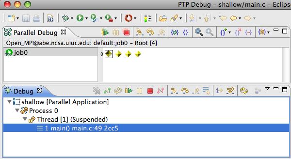 Terminating A Debug Session Click on the Terminate icon in the Parallel Debug