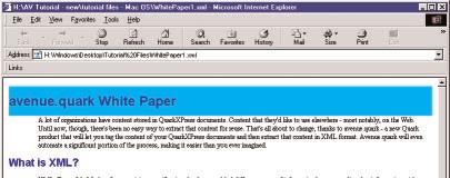 ) The XML version of the white paper, displayed using the CSS styles in wp.css.3 Open the sample file named WhitePaper2.xml in the Web browser.