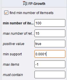 It is compulsory that all attributes of the input ExampleSet should be binominal a. Click the FP Growth operator (Fig 7-a) and change the value in minimum support value from 0.95 to 0.