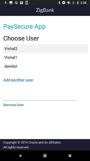 Choose User 2. Select the user. The user is prompted to enter the code. OR Click Add Another User to add another account.