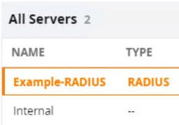 Step 3: Navigate to Managed Network > Configuration > Authentication > Auth Server > All Servers, and then select Example-RADIUS.