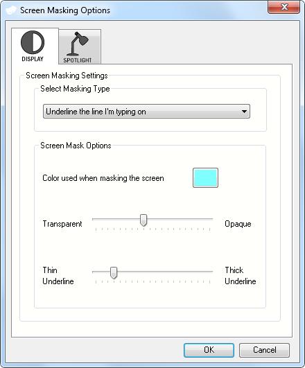 Screen Masking: click this button to tint or mask sections of the