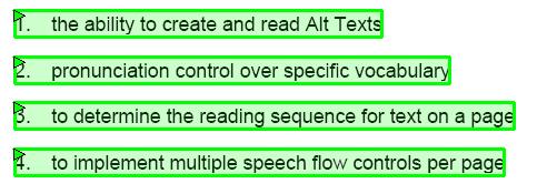Read&Write 10 Using the PDF Accessibility Editor Figure 24-9 Sentence flow (2) 14. To see the effect of this change click on the button and then on the first bullet point.