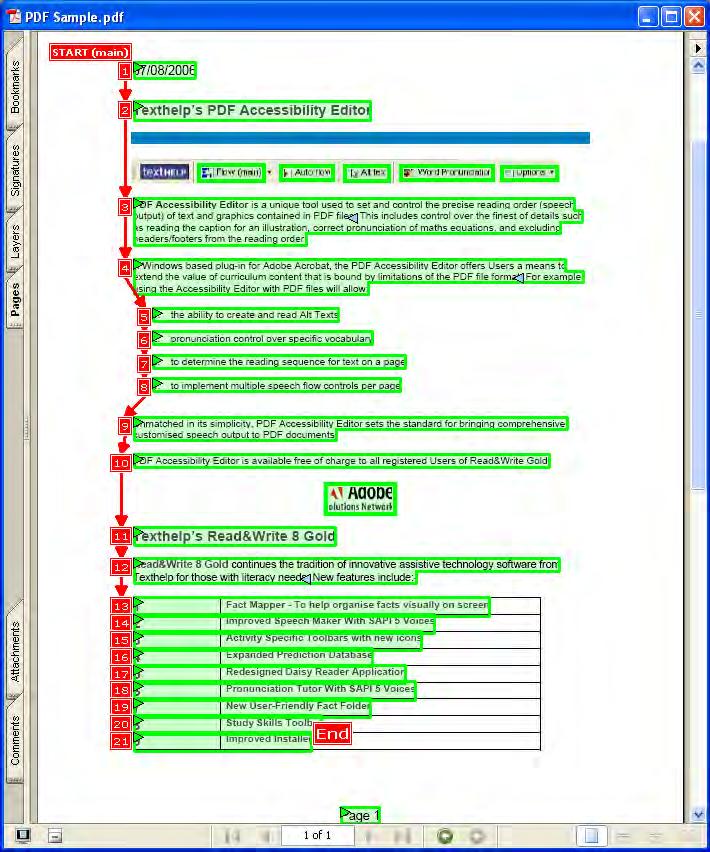 Using the PDF Accessibility Editor Read&Write 10 Figure 24-15 Main document flow (2) 6. To see the effect of this change click on the button and then click on the date.