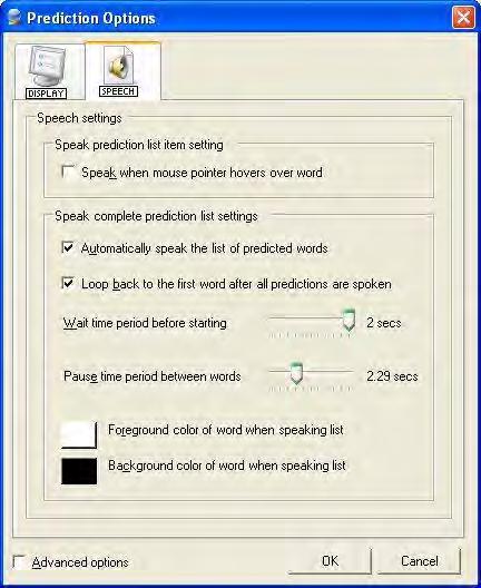Read&Write 10 Predicting text Insert a space after predictions instructs the system to automatically insert a space after a word when it is inserted Display dictionary buttons allows you to find the