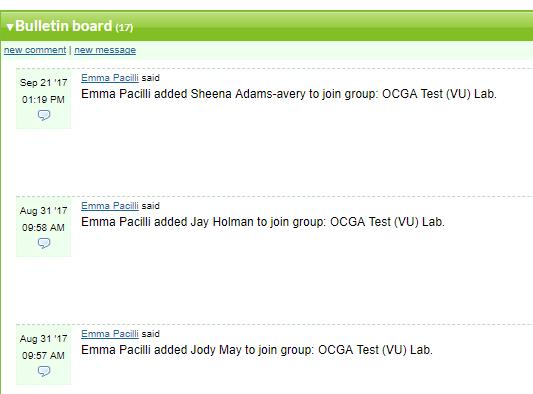 c. Bulletin Board under the Bulletin Board Tab you can see the actions done with the lab. d. Group Settings Under the Group Settings Tab, you can choose who should be the primary lab contact.