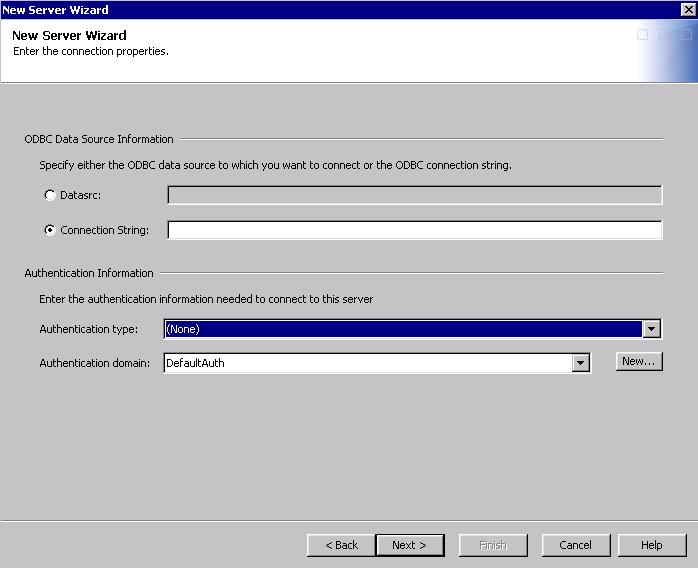 Establishing Connectivity to an ODBC Database Using Microsoft Windows NT Authentication 69 Enter the following string in the Connection String text box: "dsn=sqlservernt;trusted_connection=yes" Note:
