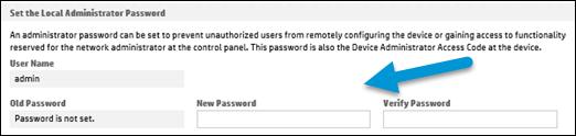 3. In the Set the Local Administrator Password section of General Security, set the local administrator password in the New Password and Verify Password fields. Figure 3: Setting the password 4.