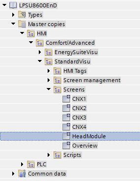 Drag the "Head Module" screens from the "Screens" folder, using drag-anddrop into the "Screens folder of the operator panel. Note: The "Paste" dialog is opened.