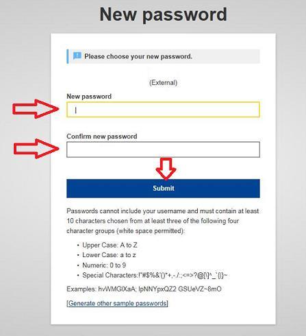 6. Complete the field "New password" with the password you wish to use We recommend a password composed of at least 10 characters containing
