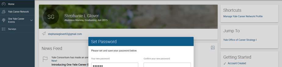 Setting Your New Password The following screen will appear and allows the user to set a new password.