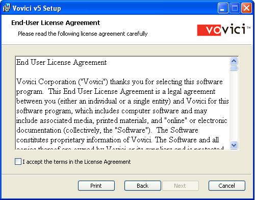 Please read the license agreement and if it is acceptable, select the I accept the terms in the