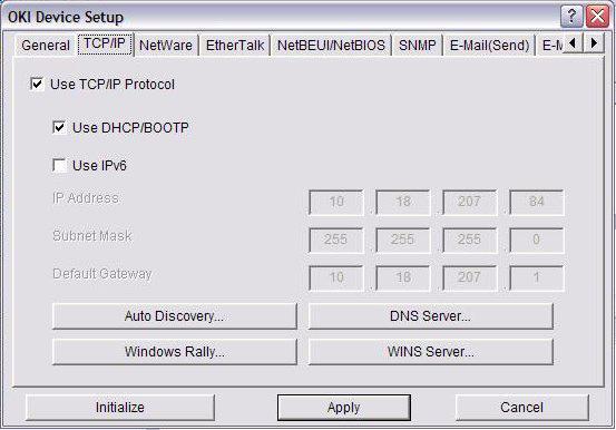 TCP/IP Tab This allows you to configure TCP/IP related items.