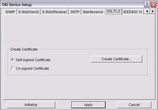 SSL/TLS Tab ITEM Cipher Level Self-signed Certificate Create Certificate COMMENTS Set the strength of encryption: Strong = highest security, slowest speed Standard = medium security, medium speed