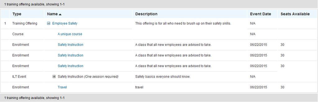 TRAINING OFFERING ENHANCEMENTS There are some new enhancements to the Training Offerings feature. You now have the ability to add a Seats Available column.