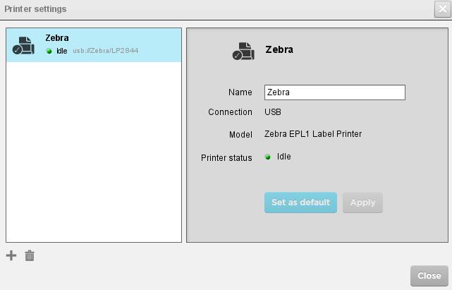 Select a printer on the left-hand side to display its properties Make any changes required Click Apply. or, if no changes have been made, click Close.