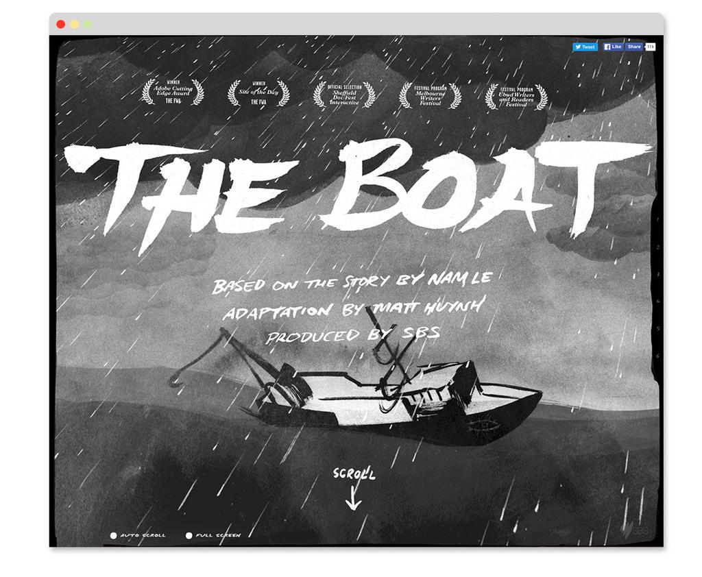 The Boat http://sbs.com.au/theboat/ This one is tricky because it s not really designed - the whole thing is animated. But it does have a concept. See if you can guess.