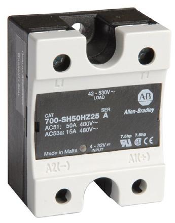 Solid-State Relays 700-SH Hockey Puck Relays 100 A max. continuous load (output) current with appropriate heat sink 264V AC, 530V AC, or 660V AC max.
