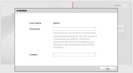 Figure 3-3 Activation Interface(Web) 3. Create a password and input the password into the password field.