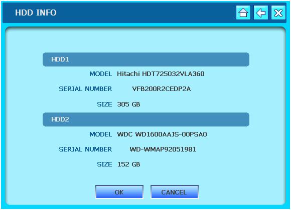 6-4. HDD Management 1) HDD Setup - Menu for Clear HDD. -Displays start and end time of data on HDD. -After pressing START button account and password of DVR input window pop ups.