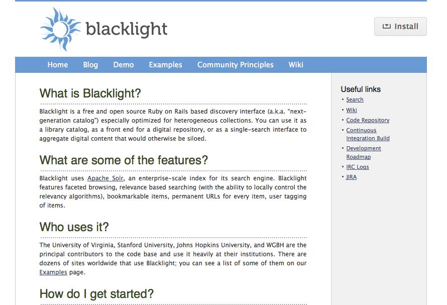 Website hcp://projectblacklight.