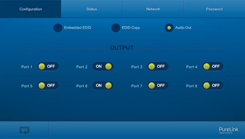7.3.4 Audio Output Select Audio Out to enter the following