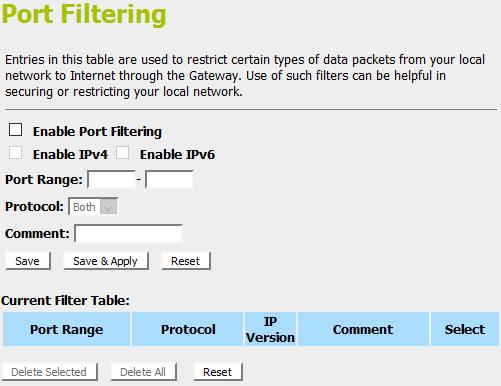 Port filtering for UDP port 53 Please follow example below to deny the UDP port 53 for both Outbound and Inbound packet. 1.