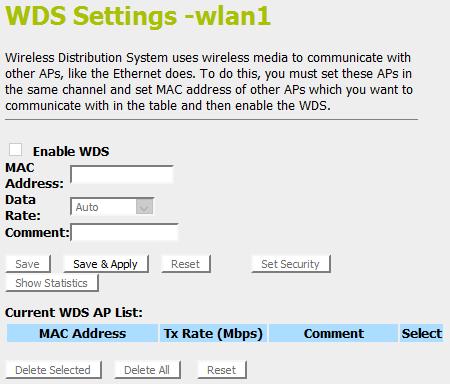 WDS settings Wireless Distribution System uses wireless media to communicate with other APs, like the Ethernet does.