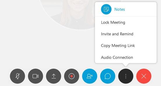 8. End meeting: when you are ready, clicking the last button on the menu will allow you to end or leave your meeting.