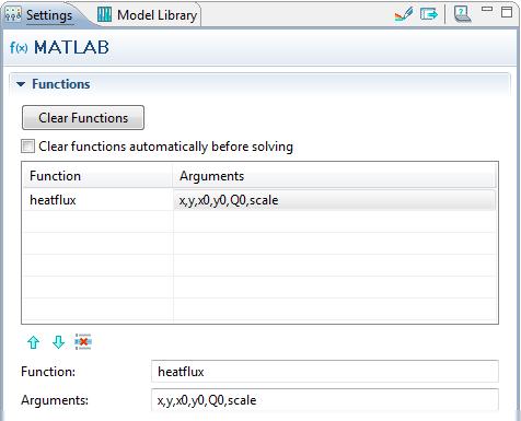 On the Settings page under Functions section, enter heatflux in the Function field and set the Arguments field