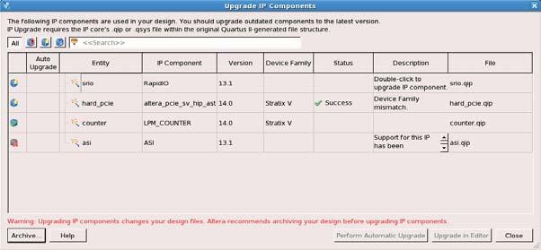 Chapter 2: Using Altera IP Cores 2 5 1 Example designs provided with any Altera IP core regenerate automatically whenever you upgrade the IP core in the Upgrade IP Components dialog box. Figure 2 4.