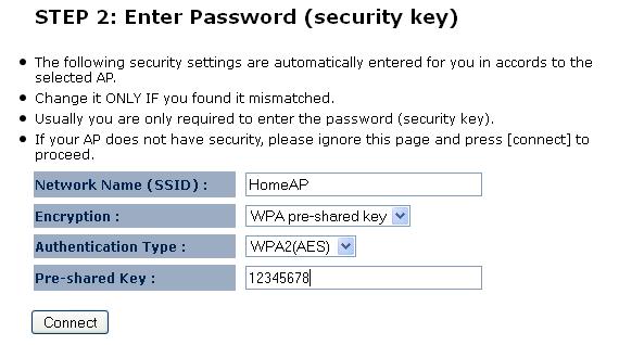 Enter the password in the Pre-shared Key
