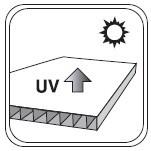 Cautions The UV-protected side of the sheet is covered with opal-white film and must face towards the sun.
