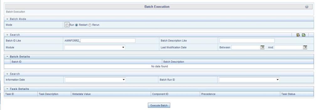 Re-starting a Batch Chapter 6 CRS Batch Execution Re-starting a Batch You can restart a batch execution when a batch has failed in execution.