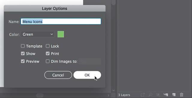 Next, you will create a new layer and name it in one step, using a modifier key. 6 Option-click (macos) or Alt-click (Windows) the Create New Layer button ( ) at the bottom of the Layers panel.
