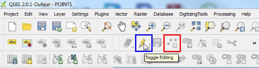 Adding to a layer (Point) Make sure that the Digitizing toolbar is selected.