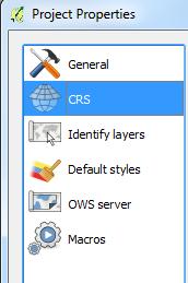 either select the CRS (Coordinate reference system)