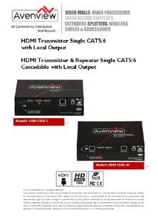 HDMI cable Extends up to 50m (200ft) (720p) of output CAT5/6 cable Extends up to 40m (130ft) (1080p) of output CAT5/6 cable Pure unaltered uncompressed 7.