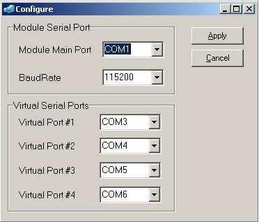 Four logical COMx, provided by the Windows OS, can be used by four different PC-Applications to gain one of the four Virtual Channels.
