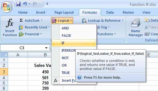 Excel 2007 Advanced - Page 38 Click on the Formulas tab and from within the Function Library group click on the