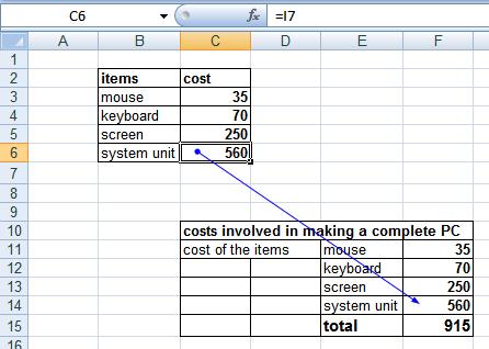 Excel 2007 Advanced - Page 84 Tracing the dependants of a cell Following on from the previous example, click on cell C6.